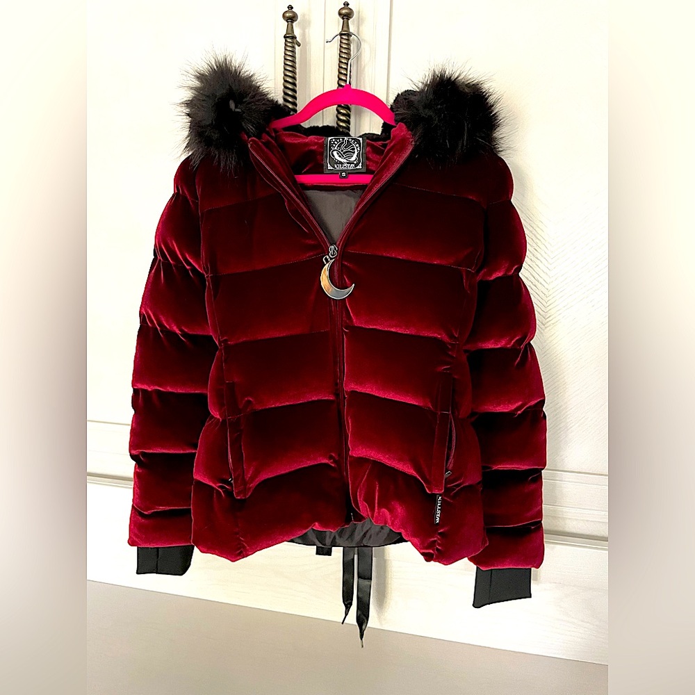 Killstar Dark Red Puffy Velvet Coat- Excellent Condition!